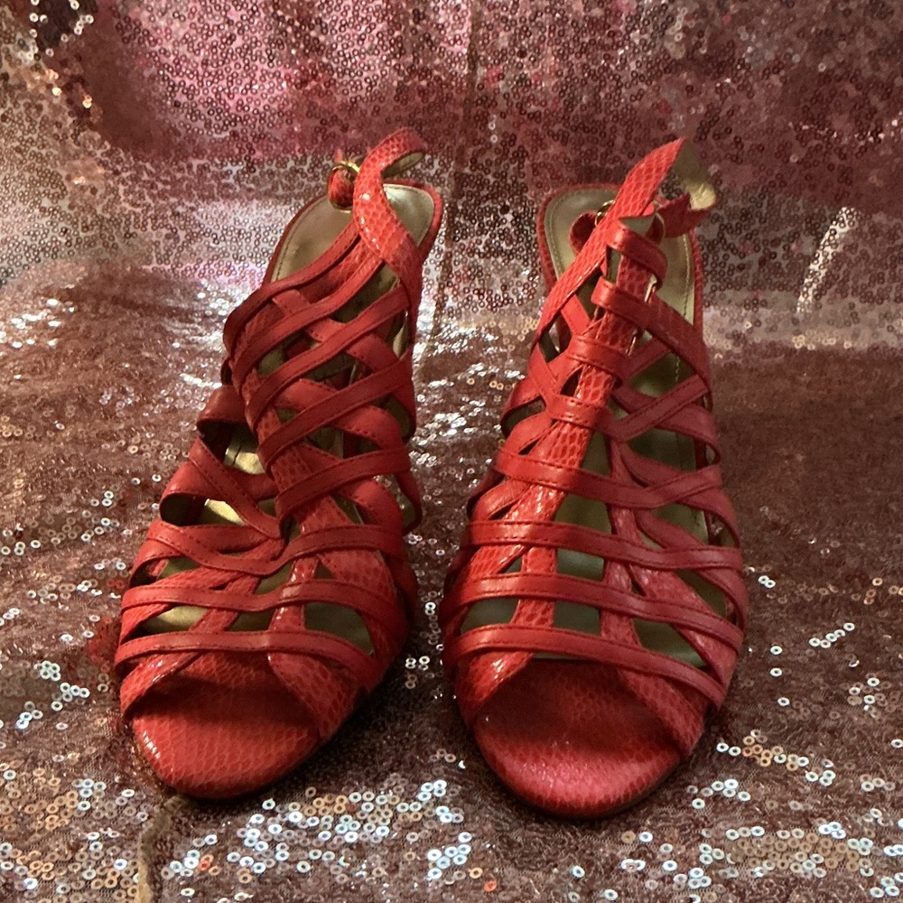 Marc Fisher Crimson Strappy Heels